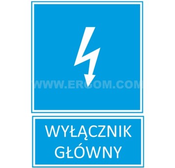 Naklejka TZI 105x148S Wyłącznik Główny - niebieska