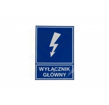 Naklejka TZI 52x74S Wyłącznik Główny - niebieska