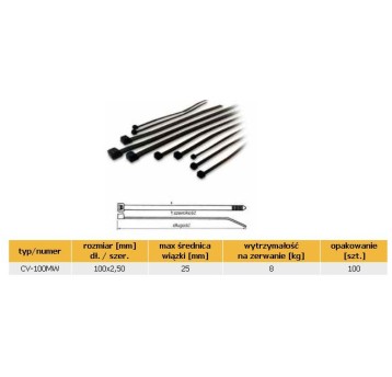 Opaska czarna 100x2,5 CV-100MW TRYTYT 700200