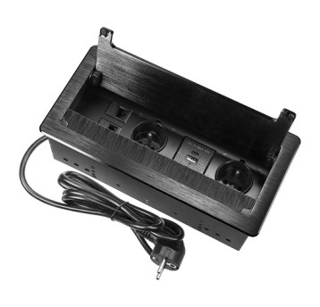 ORNO czarne Gn. 2x230V+USB(A+C) 2xRJ45 OR-GM-9041