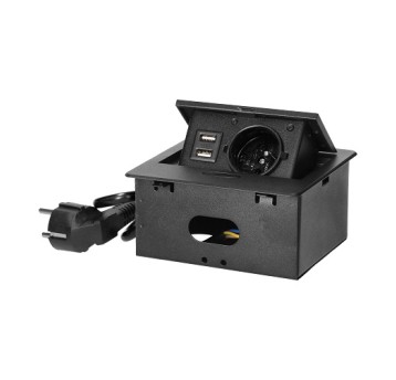 ORNO czarne Gn. wpuszcz 1x230V+2xUSB GM-9029/B