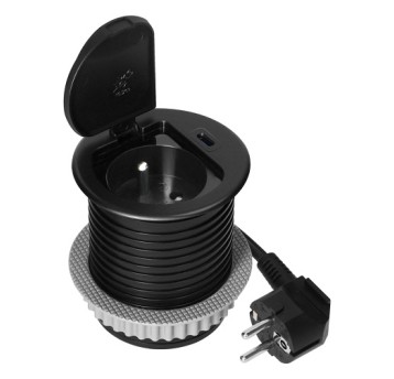 ORNO czarne Gn. wpuszcz 1x230V+USB C GM-9040/B