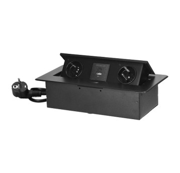 ORNO czarne Gn. wpuszcz 2x230V+USB(A+C) GM-9035/B