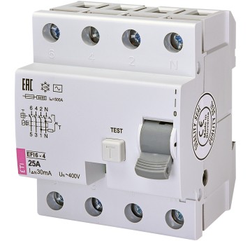 P304 25A 30mA AC wył.r-pr. ETI EFI6-P4 25/0,03A