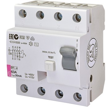 P304 63A 30mA AC wył.r-pr. EFI-P4 63/0,03A ETI