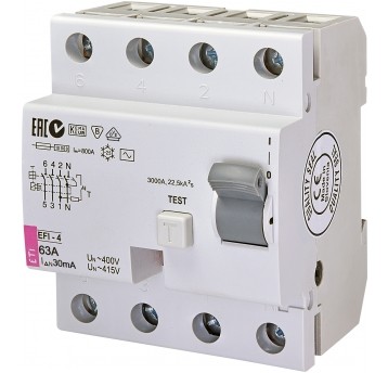 P304 63A 30mA AC wył.r-pr. EFI6-P4 63/0,03A ETI