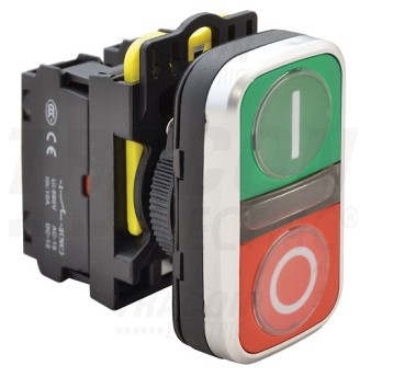 Podwójny przycisk I-O, ziel+czerw IP65 NYG3-D1