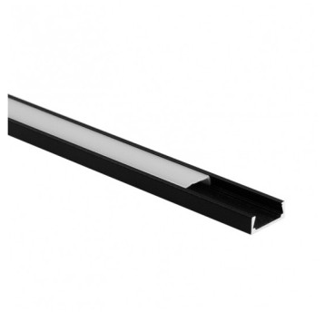 Profil N02 n/t czarny+klosz mleczny (2m) EC20597