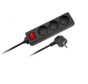 Przedł. 3gn+uz+wył 1,5m czarny REBEL URZ3197-1,5