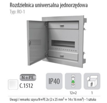 Rozdz. 12mod.p/t IP40 1x12 C.1512 PAWBOL