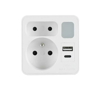Rozgałęźnik 1gn zu,1gn pł,USB-A,USB-C R-2CA/K/S