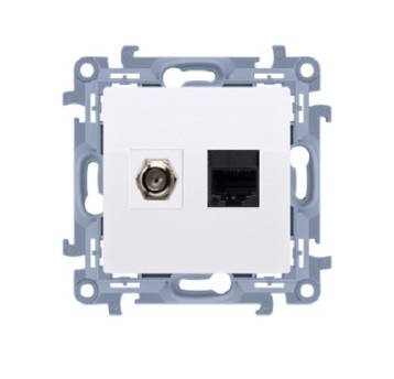 SIMON10 biały CASFRJ455.01/11 Gniazdo F + RJ45