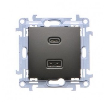 SIMON10 czarny CEC2CA.01/49 Ład. USB A + USB-C