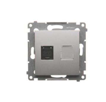 SIMON54 srebrny mat. D61.01/43 Gn. 1xRJ45 kat.6