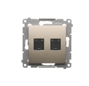 SIMON54 srebrny mat. D62.01/43 Gn. 2xRJ45 kat.6