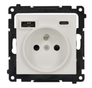 SIMON55 biały TGZ1ZUSB2CA.01/111 Gn.zu + USB A+C