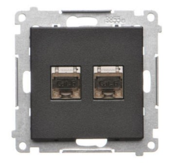 SIMON55 czarny T62E.01/149 Gn. 2x RJ45 kat.6