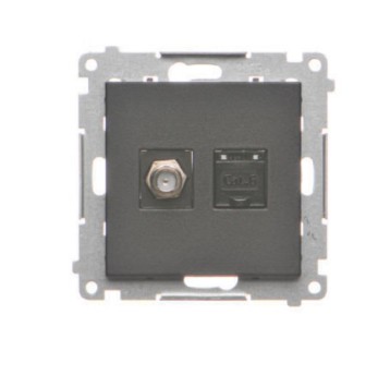 SIMON55 czarny TASFRJ45.01/149 Gn. "F"+ RJ45 kat.6