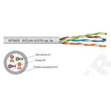 Skrętka U/UTP kat.5e (305m) PCV BiTLAN 350794