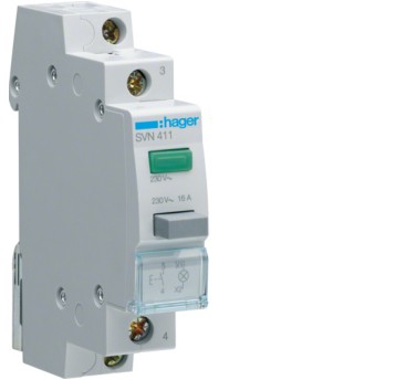 SVN411 Przycisk + LED zielony 1Z 16A 1P HAGER