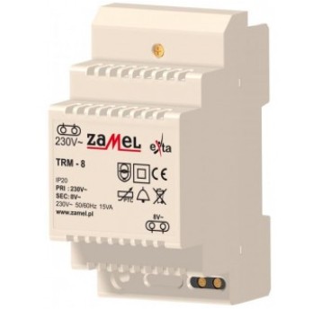 TRM-8 Transformator 230/8V AC 15VA TH35 ZAMEL