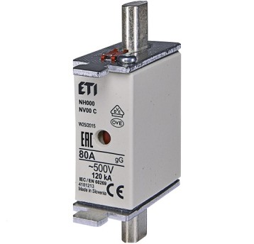 Wkładka mała BM WT-00C gG 80A K NH000 ETI 287063