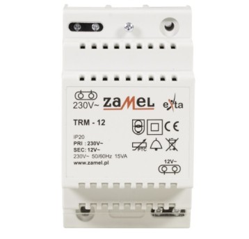 ZAMEL Transformator 230/12V AC 15VA TH35 TRM-12