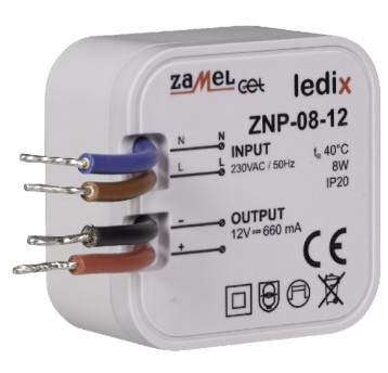 Zasilacz 12V 0,65A 8W dopuszk. DC ZNP-08-12 ZAME