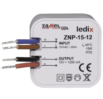 Zasilacz 12V 1,25A 15W dopuszk. DC ZNP-15-12 ZAME