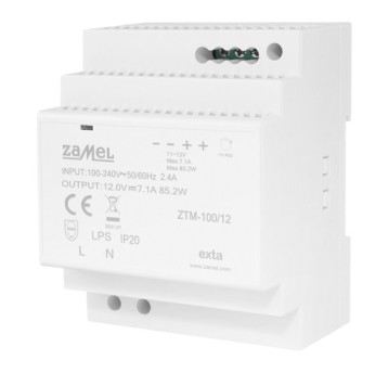 Zasilacz 12V TH35 8,33A 100W DC ZTM-100/12 ZAMEL