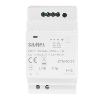 Zasilacz 24V TH35 2,5A 60W DC ZTM-60/24 ZAMEL
