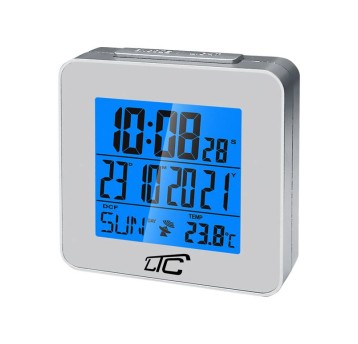 Zegar z budzikiem i termometrem sreb. LTC LXSTP04S