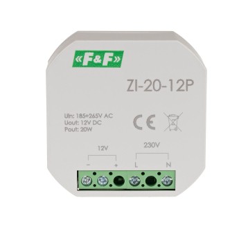 ZI-20-12P Zasilacz impulsowy 12V DC 20W 1,6A F&F