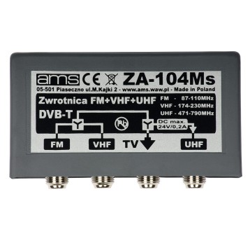 Zwrotnica antenowa ZA-104Ms FM/6-12/21-48/75 AMS